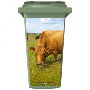 Cow In A Meadow Wheelie Bin Sticker Panel